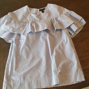 J. Crew stripe top with ruffle detail
